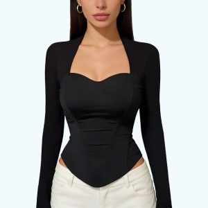 Herringbone Long-Sleeve Top