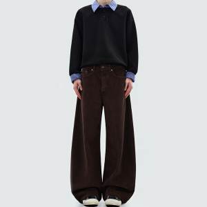 Loose-fitting straight-leg cargo casual pants