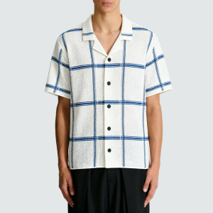 Luxury white striped short-sleeved shirt