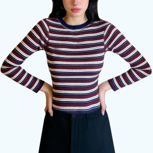 Striped Knit Long-Sleeve Top