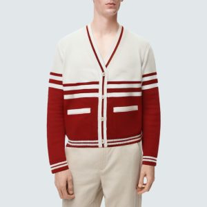 V-neck loose-fitting men's knitted cardigan