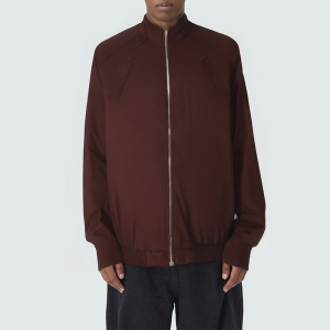 Stand collar double zipper loose men's casual jacket