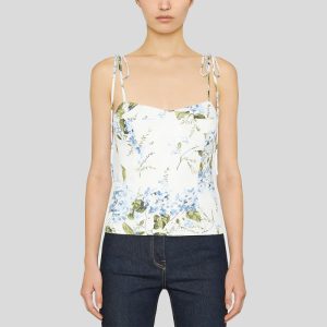 Blue floral vest with lace-up straps