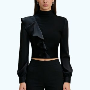 High-Neck Long-Sleeve Top