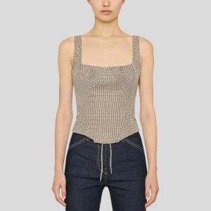 Checkered back tie vest