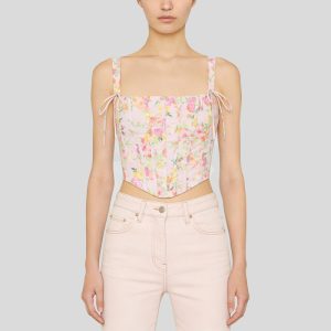 Sweet and refreshing tie-up cotton vest