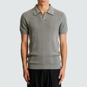 Breathable hollow-out short-sleeved slim-fit polo shirt