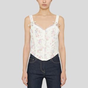 floral print tank top with spaghetti straps