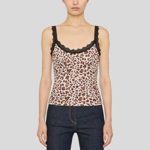 Animal print lace casual vest