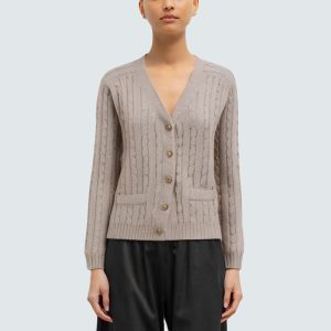 Retro twisted-knit women's cardigan