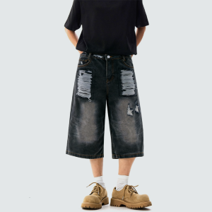 Rhinestone Loose Denim Shorts