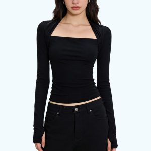 Square Neck Long-Sleeve Top