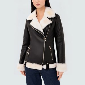 High quality side zipper women's leather jacket