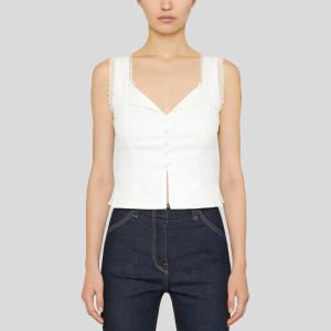Fresh V-neck button-zip vest