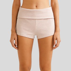 Striped elastic waist casual shorts