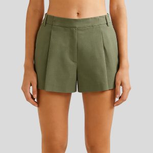 Retro side pocket linen blend shorts